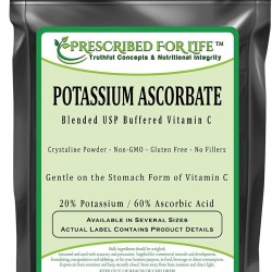 Prescribed for Life Potassium Ascorbate - Blended USP Buffered Vitamin C Powder - 20% K / 60% Ascorbic Acid, 25 kg