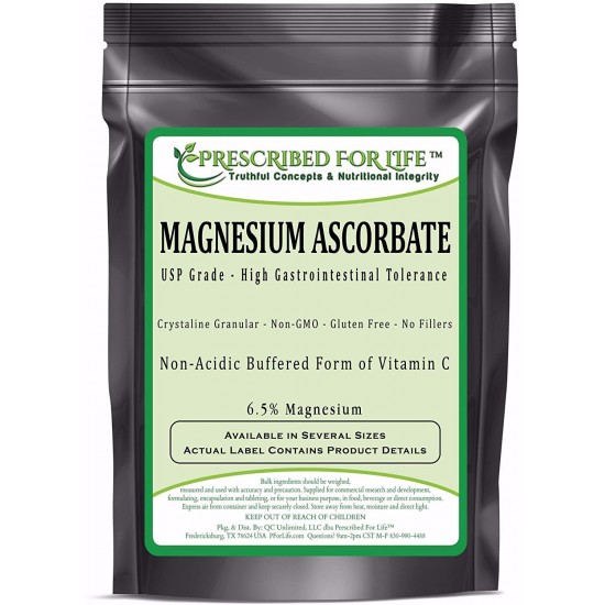 Prescribed for Life Magnesium Ascorbate - Natural USP Buffered Vitamin C Crystalline Powder - 6.5% Mg, 10 kg