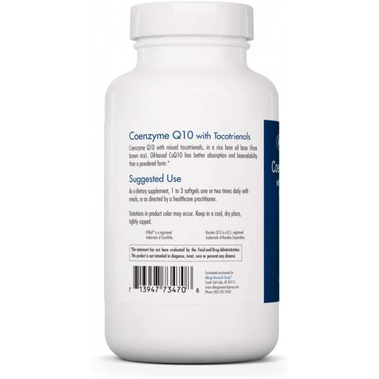 Allergy Research Group Coenzyme Q10 with Tocotrienols 200 Softgels