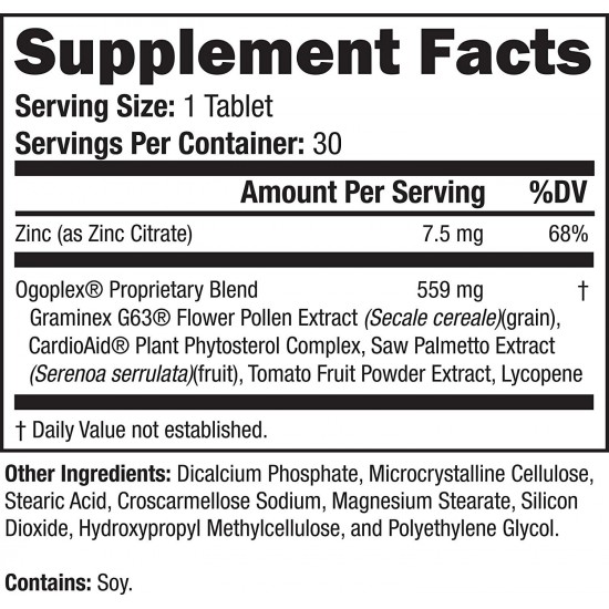 Ogoplex® | Male Prostate Health and Urinary Support Supplement with Graminex® Swedish Flower Pollen, Saw Palmetto, Phytosterols & Lycopene - 1 Month Supply (12 Pack)