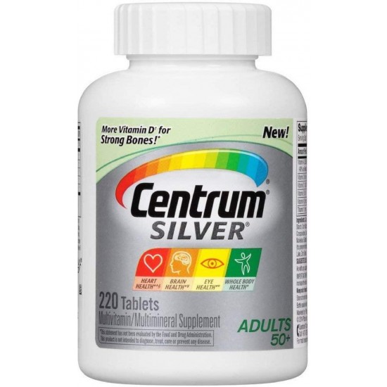 Centrum Silver Adult Multivitamin Multimineral Supplement Tablets, 220 per Unit - 12 per case.