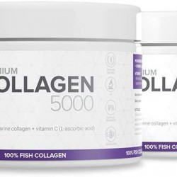 6X Premium Collagen 5000 - Collagen Powder from Marine Fish Gelatine GMO Free, Firm Smooth Elastic Skin Healthy Hair Nails Skin 200g (6)