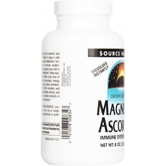 Source Naturals Magnesium Ascorbate, Powder, 8 Ounce (Pack of 12)