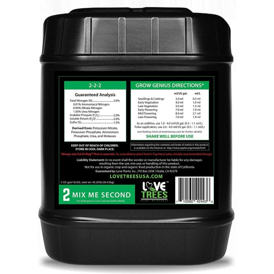 Grow Genius 2-2-2 (1, 5 US Gallon / 18.92L)