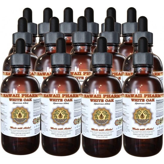 White Oak Liquid Extract, Organic White Oak (Quercus Alba) Tincture, Herbal Supplement, Hawaii Pharm, Made in USA, 15x4 fl.oz