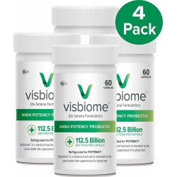 Visbiome® High Potency Probiotic 60 Capsules 112.5 Billion CFU - Shipped Cold in Recyclable Cooler with Temperature Monitor (4-Pack)