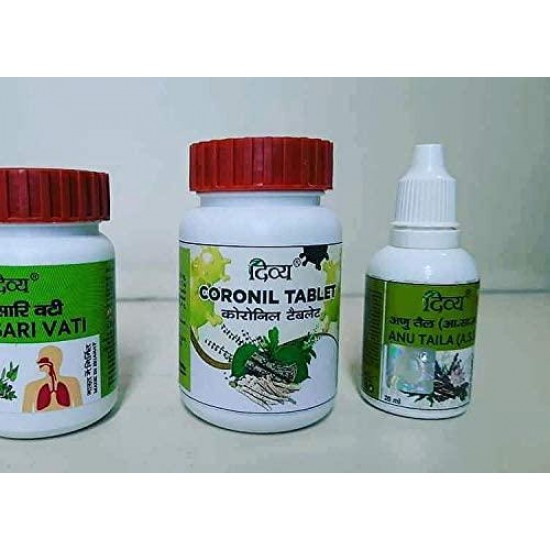 Patanjali Coronil kit - Coronil Tablet + Swasari+Anu taila Vati (15 kit) Pack of 15 - Ship by FedEx