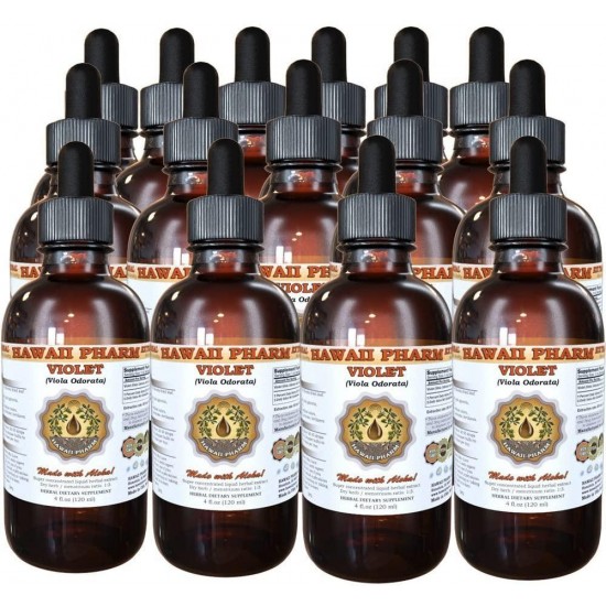 Violet Liquid Extract, Violet (Viola Odorata) Leaf Powder Tincture, Herbal Supplement, Hawaii Pharm, Made in USA, 15x4 fl.oz