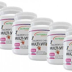 NutraBulk Children's Chewable Multi-Vitamin Tablets for Immune, Bone, and Brain Support - 6000 Count (6 Bottles of 1000)