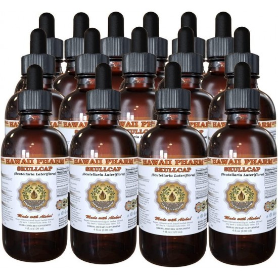 Skullcap Liquid Extract, Organic Skullcap (Scutellaria lateriflora) Tincture, Herbal Supplement, Hawaii Pharm, Made in USA, 15x4 fl.oz