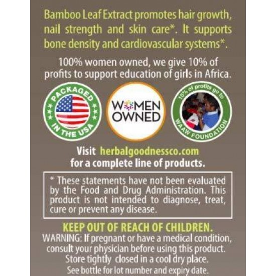 Bamboo Leaf Liquid Extract - Organic Non GMO Hair, Nail & Skin - Supplement-1 oz Bottle -Pack of 12 Bottles- Made in USA