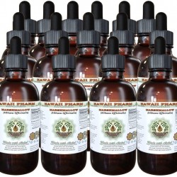 Marshmallow Alcohol-Free Liquid Extract, Organic Marshmallow (Althaea officinalis) Dried Leaf Glycerite Natural Herbal Supplement, Hawaii Pharm, USA 15x4 oz