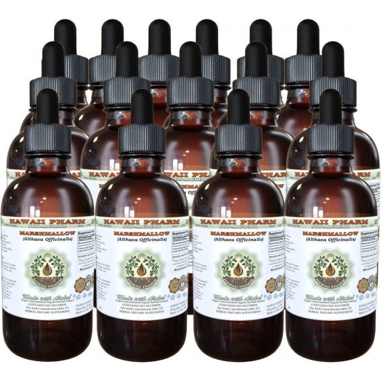 Marshmallow Alcohol-Free Liquid Extract, Organic Marshmallow (Althaea officinalis) Dried Leaf Glycerite Natural Herbal Supplement, Hawaii Pharm, USA 15x4 oz