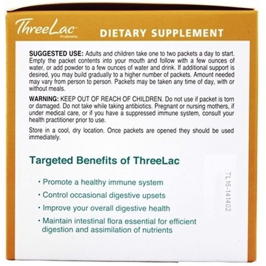 Global Health Trax ThreeLac Probiotic, Lemon Flavor Dietary Supplement (3 Pack) 60 Packets Supports intestinal and Digestive Health