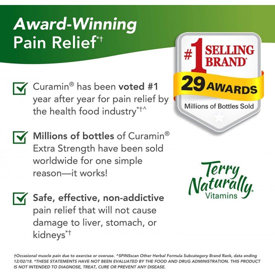 Terry Naturally Curamin Extra Strength (3 Pack) - 120 Vegan Tablets - Non-Addictive Pain Relief Supplement With Curcumin, Boswellia & DLPA - Non-GMO, Gluten-Free - 120 Total Servings