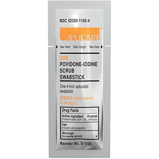 Povidone Iodine Scrub Saturated Swabsticks