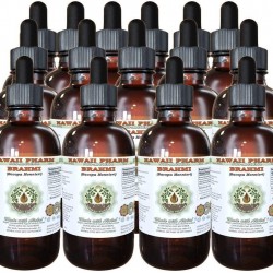 Brahmi Alcohol-Free Liquid Extract, Organic Brahmi Liquid (Bacopa Monnieri) Whole Herb Dried Glycerite Hawaii Pharm Natural Herbal Supplement 15x4 oz