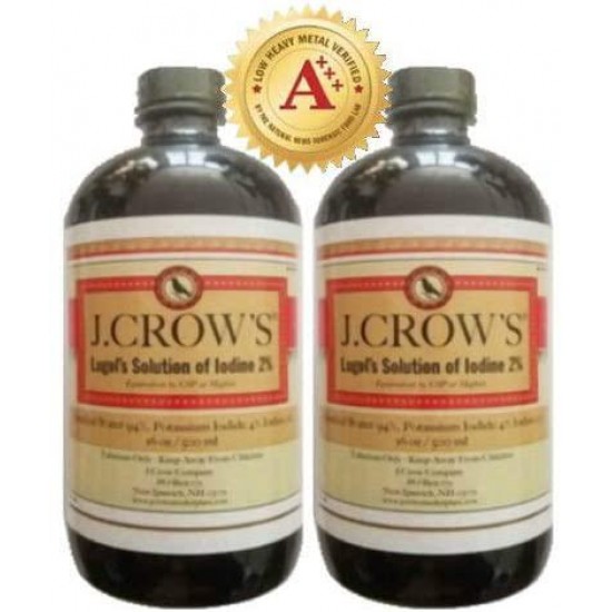 J.CROW'S® Lugol's Solution of Iodine 2% 16 oz Twin Pack (2 Bottles)