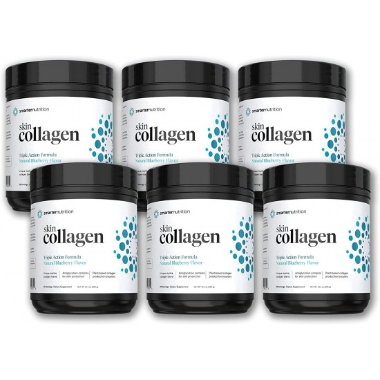 Smarter Skin Collagen - Triple Action Formula for Vibrant, Healthy Skin - Unique Marine Collagen Blend with Antioxidant Protection & Plant-Based Collagen Production Boosters (120 Servings)