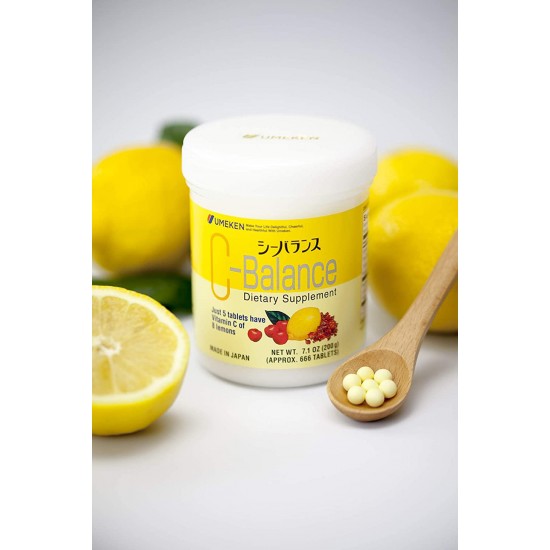 (Six Pack) Umeken C-Balance (200g) - High Potency Vitamin C containing antioxidants, Citric Acid, Gamma-linolenic Acid. Chewable, Great for Kids. Made in Japan.