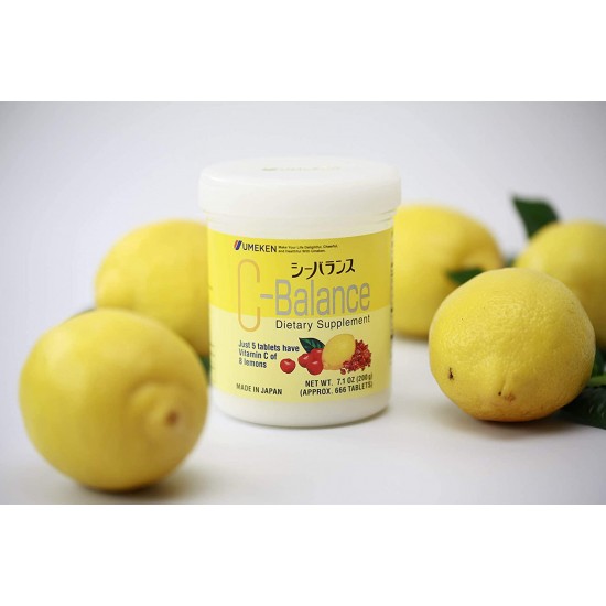 (Six Pack) Umeken C-Balance (200g) - High Potency Vitamin C containing antioxidants, Citric Acid, Gamma-linolenic Acid. Chewable, Great for Kids. Made in Japan.