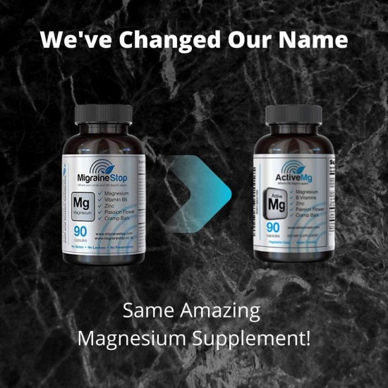 Superior Blend – 3x Absorption Magnesium 300mg with Zinc | Active Mg - Rebrand of Migraine Stop | Immunity Support | for: Migraine Headaches - Anxiety – RLS - Muscle Cramps - PMS – Insomnia | 6pk