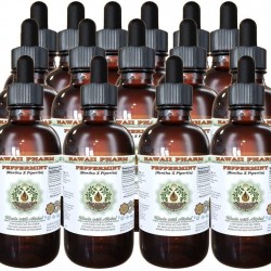 Peppermint Alcohol-Free Liquid Extract, Organic Peppermint (Mentha X Piperita) Dried Leaf Glycerite Natural Herbal Supplement, Hawaii Pharm, USA 15x4 fl.oz