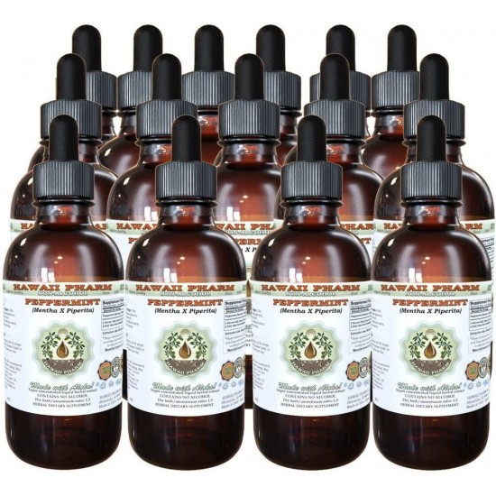 Peppermint Alcohol-Free Liquid Extract, Organic Peppermint (Mentha X Piperita) Dried Leaf Glycerite Natural Herbal Supplement, Hawaii Pharm, USA 15x4 fl.oz