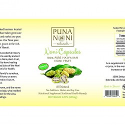 Puna Noni Naturals -100% Pure Hawaiian Noni Fruit Powder Capsules 100ct Bottle (12-100ct Bottles))