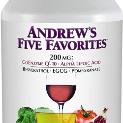 Andrew Lessman Andrew's Five Favorites 500 Capsules – Provides 200mg Each of Coenzyme Q-10, Resveratrol, EGCG, Pomegranate and Alpha Lipoic Acid, Powerful Anti-Oxidant Support, No Additives