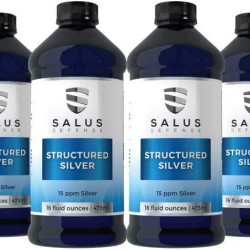 Salus Defense Structured Silver Liquid — Alkaline Water with 15ppm Structured Silver — All Natural and Safe with No Additives — 16 Ounce Bottle (6 Pack)