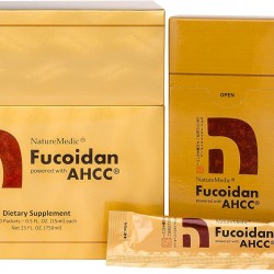 NatureMedic Fucoidan Powered with AHCC Brown Seaweed Immunity Supplement with High Purity Organic Mekabu Mozuku Agaricus 50 Liquid Packets/Box Made in Japan (1 Box)