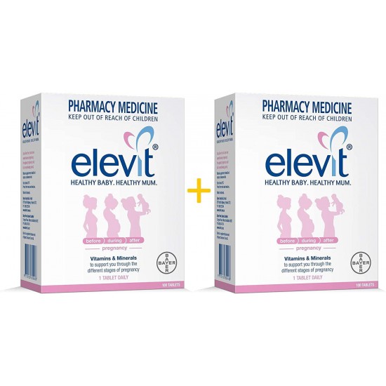 Elevit Pregnancy Multivitamin Tablets 100 Tab (2 Pack Shipped from Australia) in Eco Friendly Packaging Crafted by Delia Creations