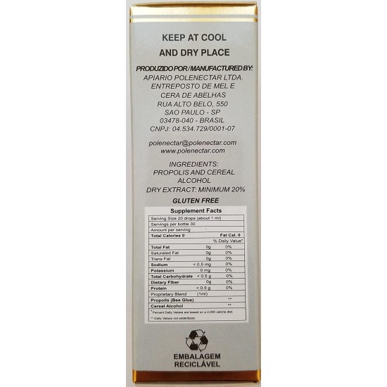 Case of 24 Units Polenectar Brazil Premium Bee Green Propolis Extract WF60 Wax Free 60 30 ml by JLBrazil