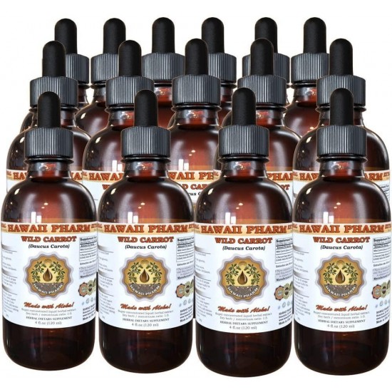 Wild Carrot Liquid Extract, Wild Carrot (Daucus Carota) Tops Tincture, Herbal Supplement, Hawaii Pharm, Made in USA, 15x4 fl.oz