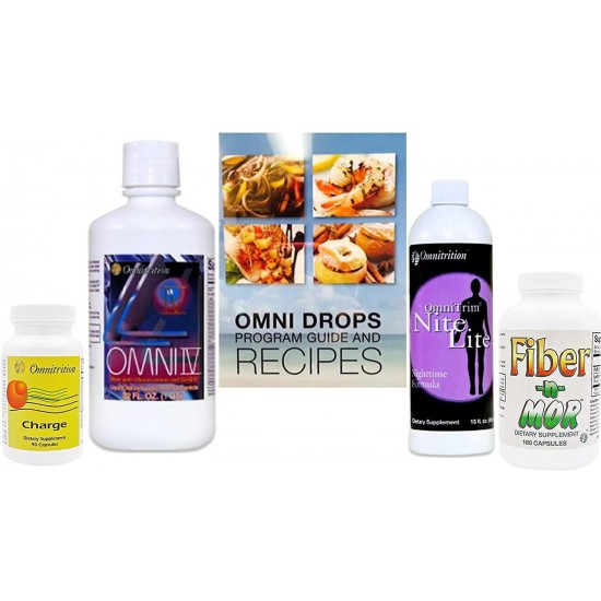 Omni Drops with Vitamin B12, Nite Lite, Fiber N Mor, Omni 4 with Glucosamine, Charge Capsules with Caffeine by Omnitrition