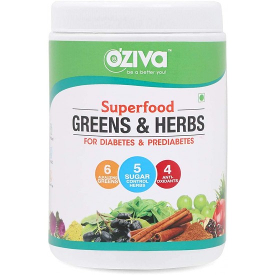 RR Group OZiva Superfood Greens & Herbs, for Diabetes & Prediabetes (with Gymnema, Fenugreek Seed, Milk Thistle, Jamun Seeds & More), 250g