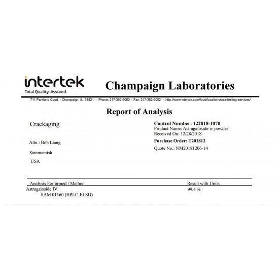 Super-Absorption Astragaloside IV 98% 50mg/Cap 360 Caps in 6 Bottle