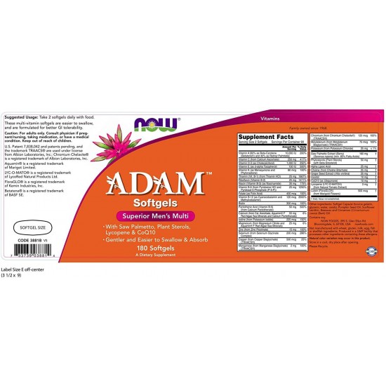 Now Foods Adam Men's Multiple Vitamin - 180 Softgels 12 Pack