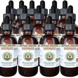 Dandelion Alcohol-Free Liquid Extract, Organic Dandelion (Taraxacum Officinale) Dried Leaf Glycerite Hawaii Pharm Natural Herbal Supplement 15x4 oz