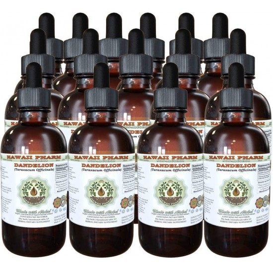 Dandelion Alcohol-Free Liquid Extract, Organic Dandelion (Taraxacum Officinale) Dried Leaf Glycerite Hawaii Pharm Natural Herbal Supplement 15x4 oz