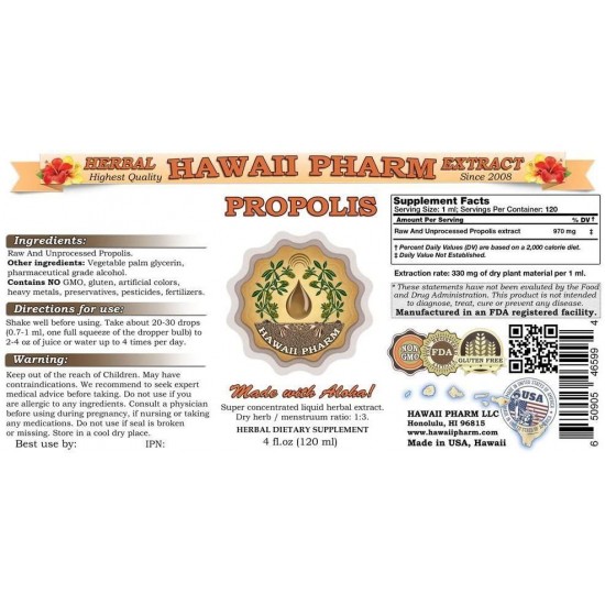 Propolis Liquid Extract, Raw Propolis Supplement Tincture 2x32 oz