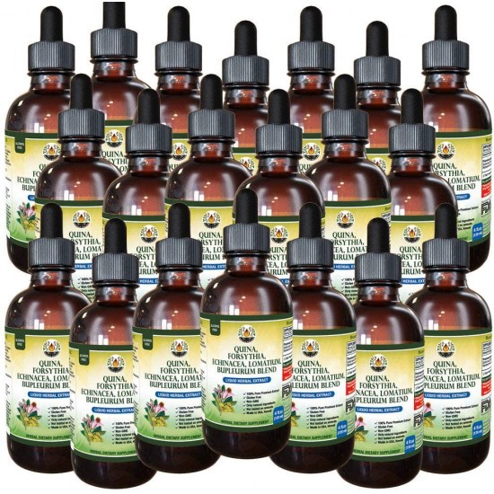 2020 Blend: Quina, Forsythia, Echinacea, Lomatium, Bupleurum Alcohol-Free Glycerite Herbal Supplement 20x4 oz