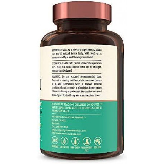 OmegaWell Fish Oil: Heart, Brain, and Joint Support | 800 mg EPA 600 mg DHA - Natural Lemon Flavor, Enteric-Coated, Sustainably Sourced - Easy to Swallow 180 Day Supply