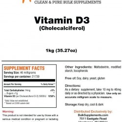 BulkSupplements.com Vitamin D3 (Cholecalciferol) (5 Kilograms)