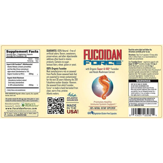 FUCOIDAN FORCE® 6 Bottles Pack (4+2 Free) #1 FUCOIDAN Supplement in The World, Made in USA - Formulated for Maximum Power & Benefits