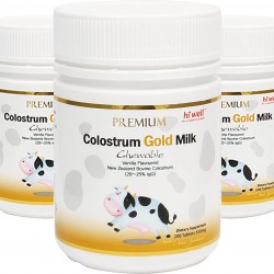 Hi Well Premium New Zealand Bovine Colostrum Gold Milk 200 Chewables Tablets Immunoglobulin G (Igg) 20~25% (Pack of 3)