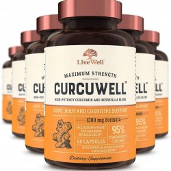 CurcuWell - Maximum Strength Joint, Body and Cognitive Support | High-Potency Curcumin and Boswellia Blend (360 Capsules)