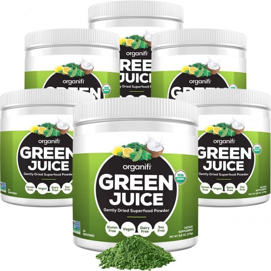 Organifi: Green Juice - Organic Superfood Supplement Powder - 6 Pack - Supply - Organic Vegan Greens - Hydrates and Revitalizes - Support Immunity, Relaxation and Sleep