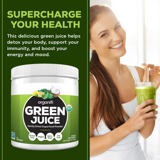 Organifi: Green Juice - Organic Superfood Supplement Powder - 6 Pack - Supply - Organic Vegan Greens - Hydrates and Revitalizes - Support Immunity, Relaxation and Sleep